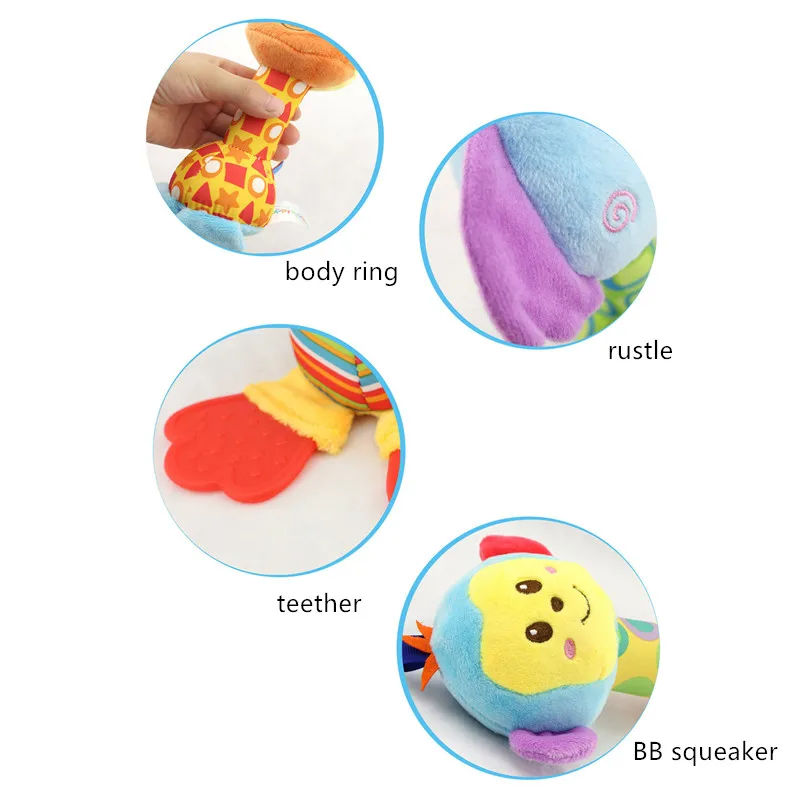 Мягкие набитые плюшем Животные погремушка грызунок шуршание колокольчик с