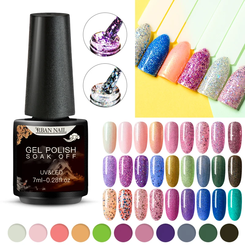RBAN лак для ногтей 7 мл неоновый пигмент блестящий гель основа и необходимое
