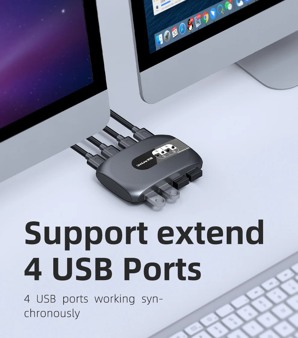 Квм USB 3 0 с выключателем Unnlink 4 порта X4 клавиатура мышь принтер U-диск для
