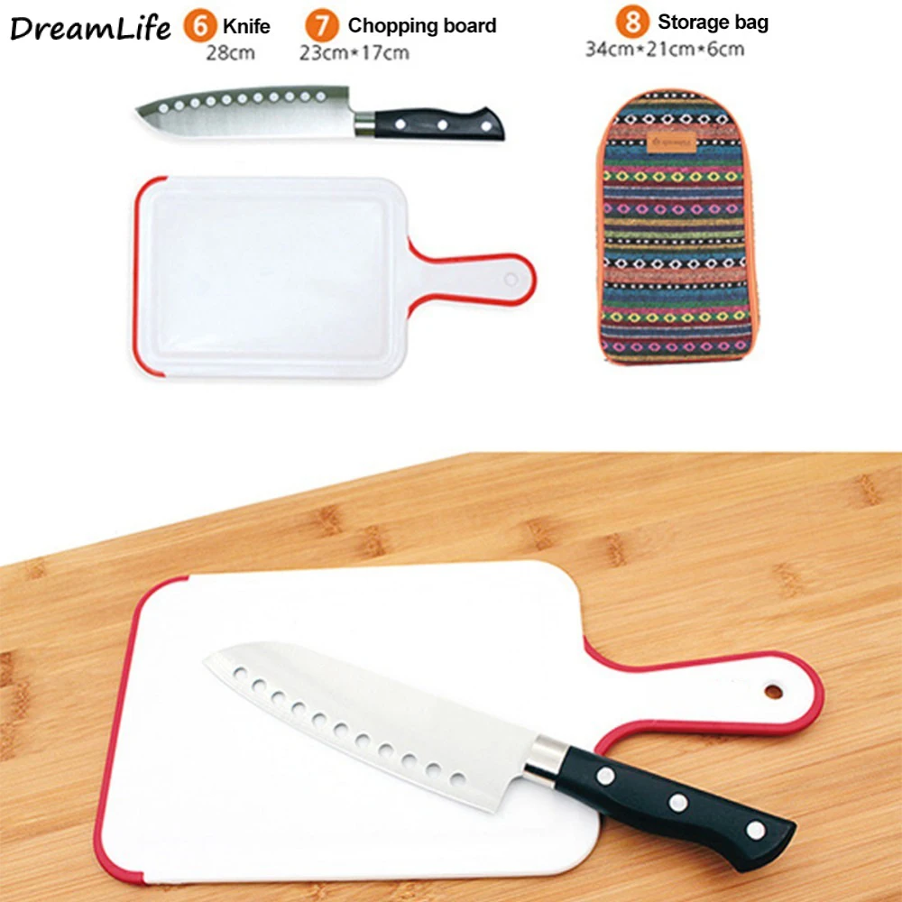 Портативный набор для кемпинга посуда отдыха на природе барбекю разделочная