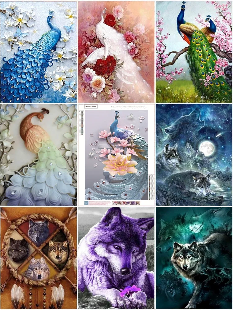 5D алмазная живопись Павлин Животные цветок наборы круглых кристаллов полная