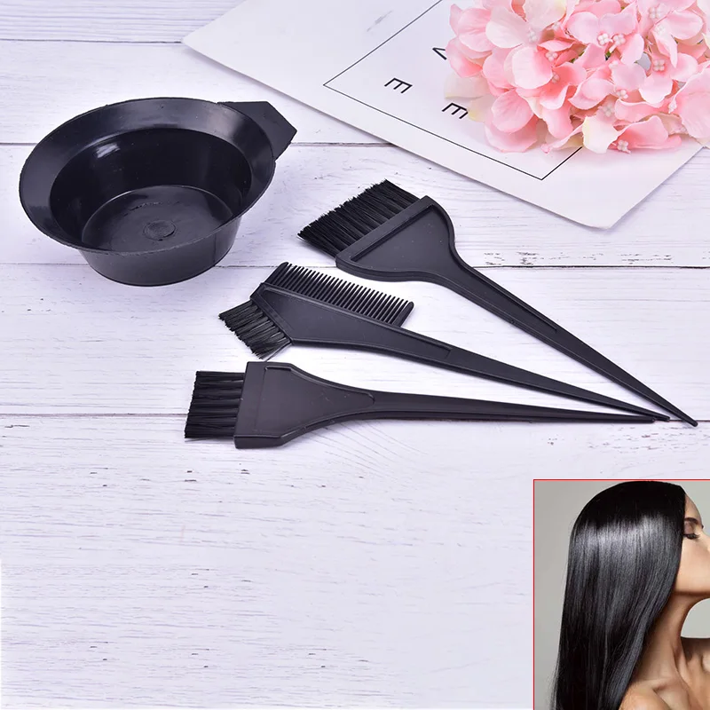 

Hair Color Dye Bowl Comb Brushes Tool Kit Tint Coloring Dye Bowl Comb Brush Twin Black Headed Brushes Set