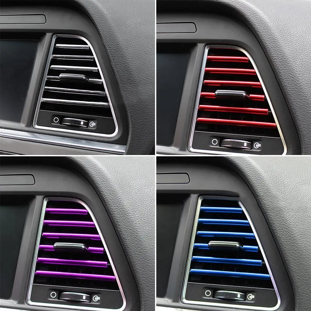 

10Pcs Car Auto Air Outlet Vent Interior Decorative Stickers Decals Strip Accessory Water-resistant High Stickiness Bumper Decal