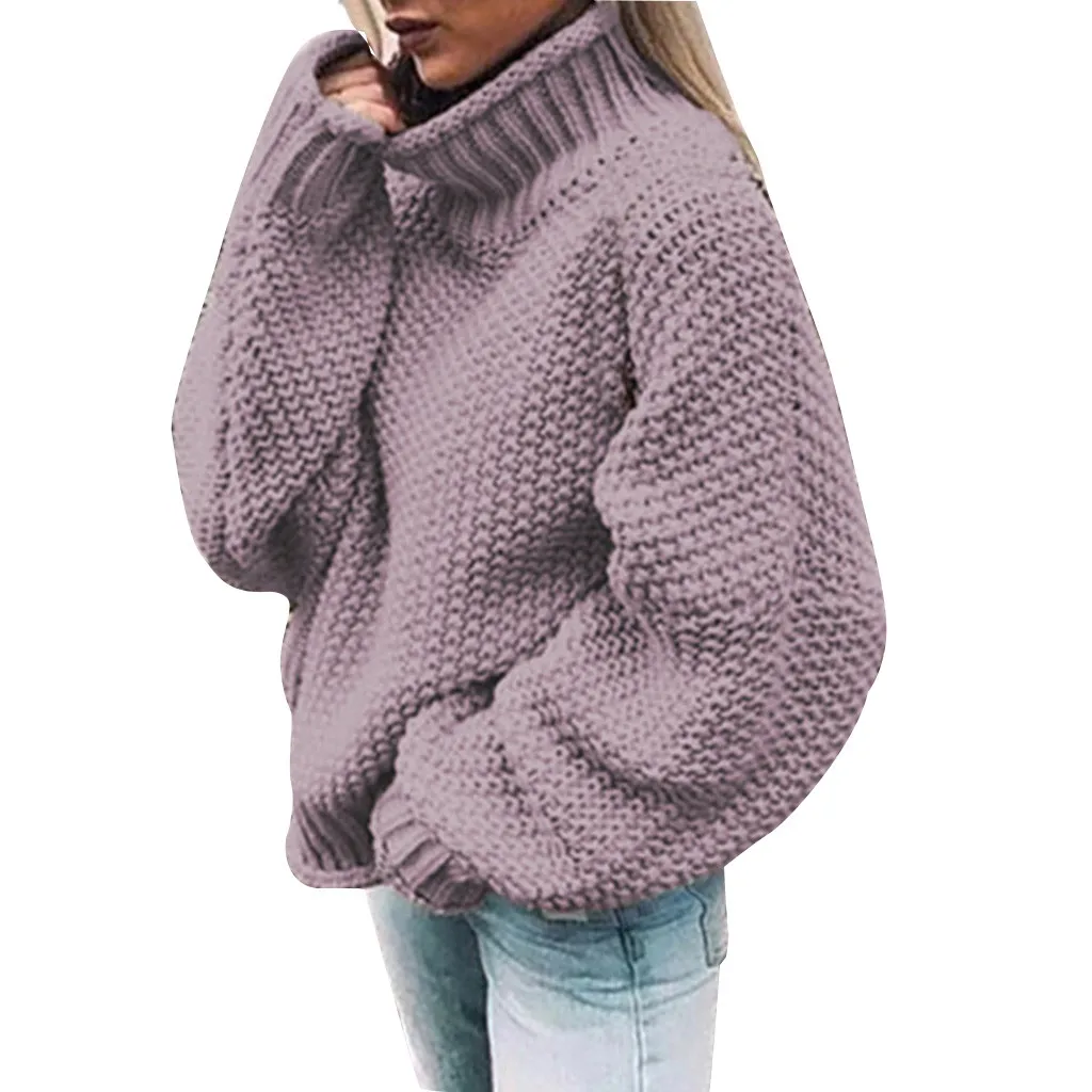 

All-season women's long-sleeved casual sweater tops durable shoulder sweater knitted solid long-sleeved pullover