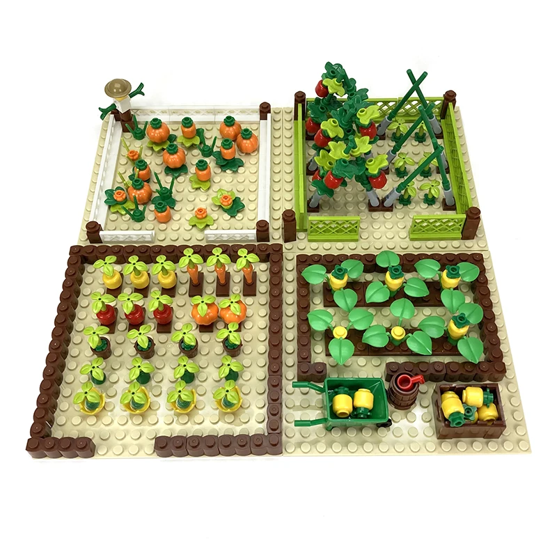 

Moc Farm City Farm Trees Plants Carrot Pumpkin Pineapple Corn Field Model Carrot DIY Kids Bricks Educational Toy Christmas Gifts