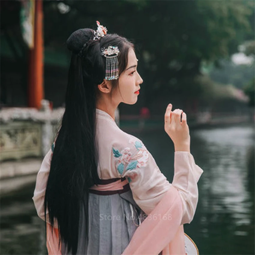 Платье ханьфу в китайском стиле для девочек сказочное платье Сакура косплея