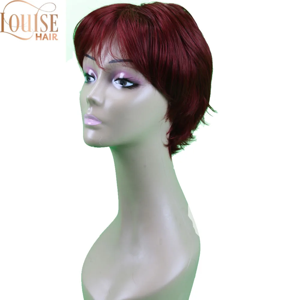 Короткие бордовые парики Louise вьющиеся синтетические волосы женские красные с