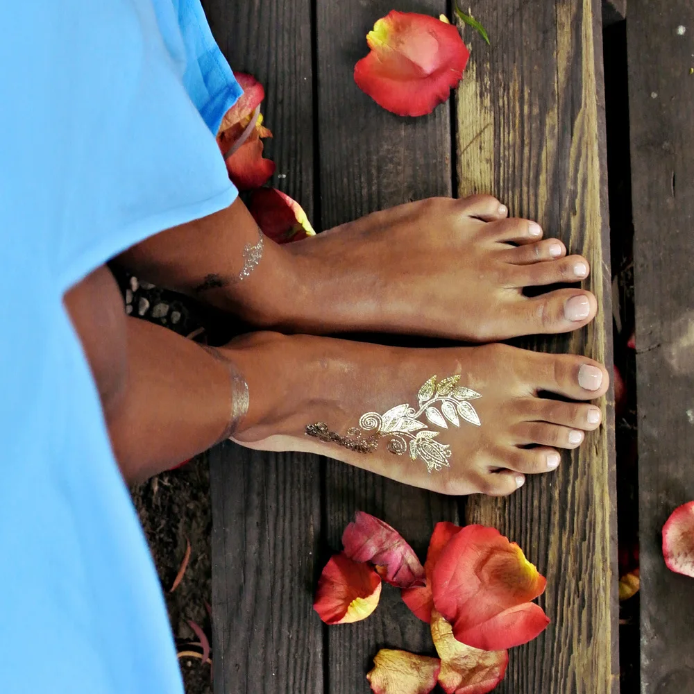 1 шт тату-стикер мужской женский боди-арт Золотой металлический браслет-цепочка