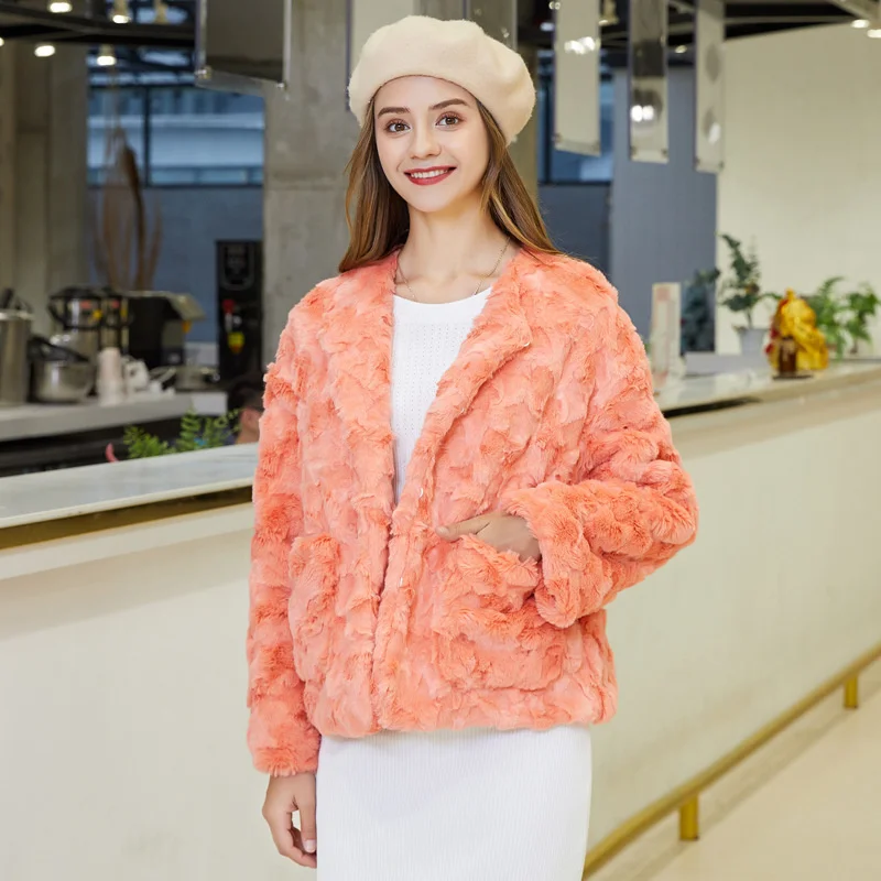 

Женский короткий зимний Кардиган с имитацией меха кролика