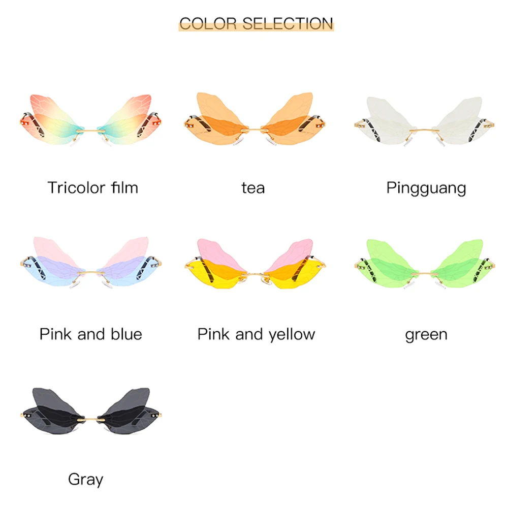 Солнцезащитные очки женские кошачий глаз в стиле стимпанк без оправы UV400 |