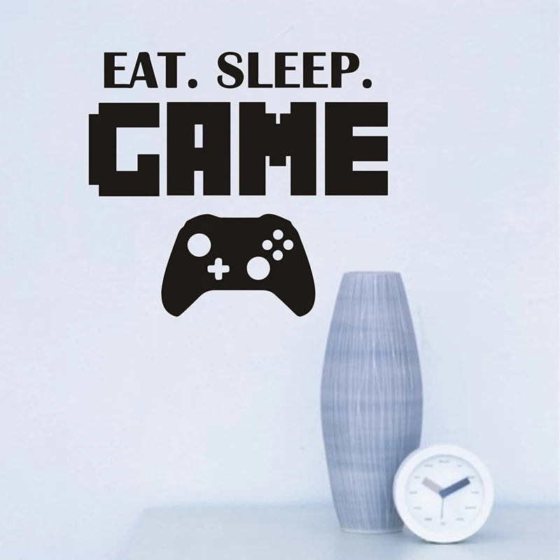 Eat Sleep игра букв виниловые наклейки на стены Стикеры джойстика геймпад искусства