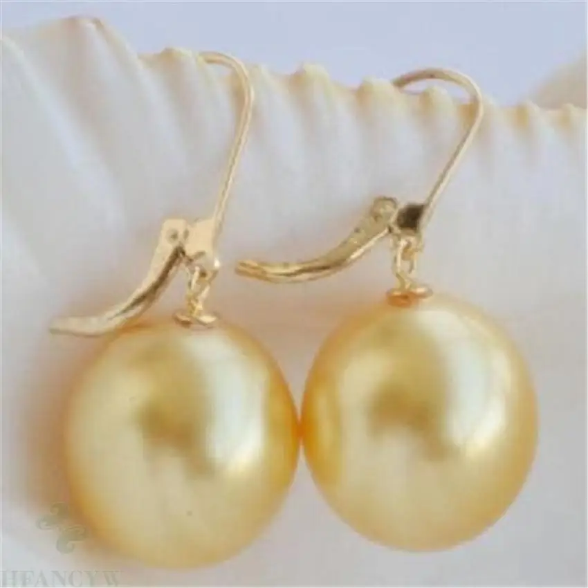 Женские серьги с жемчугом и ракушками цвета морского золота 16 мм | Украшения