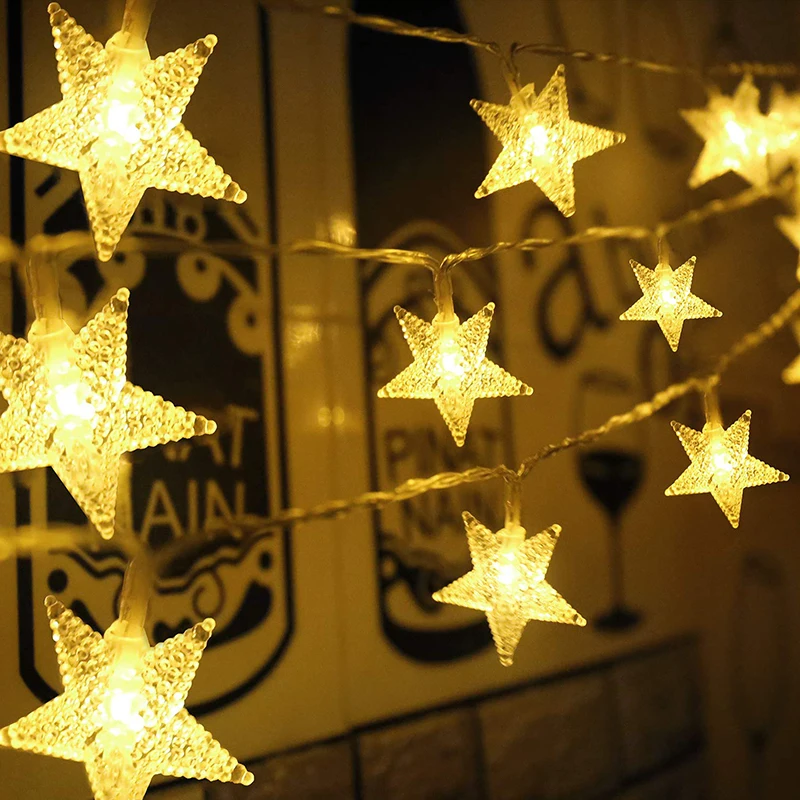 3M 20 шт. светодиодный светильник в виде звезд теплый цвет гирлянда Рождественские