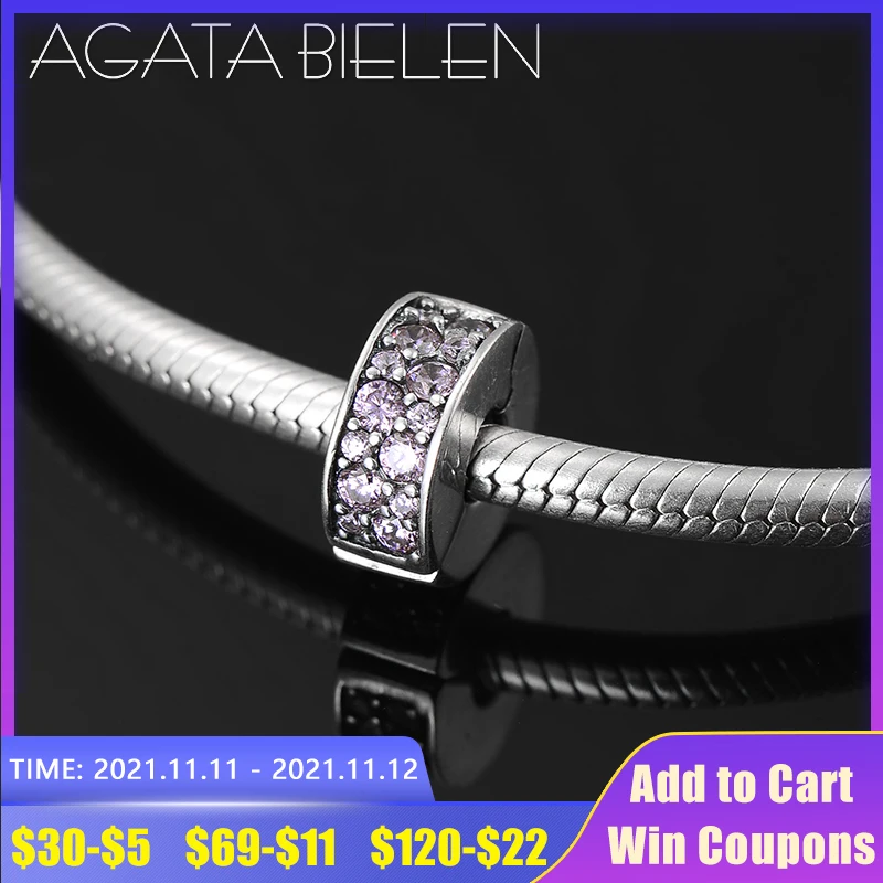 

Diy Jewelry Making Fit Original Charms Bracelet 925 Silver Pink Zirconia Round Fine Lock Clip Stopper Beads