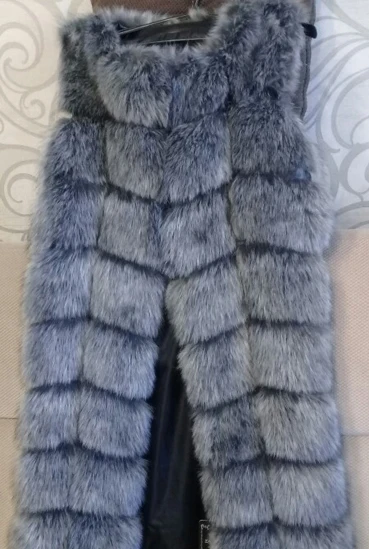 Silver Fox color ZADORIN роскошный 10 шагов женский х-Длинный жилет из искусственного меха лисы меховая мягкая меховая куртка плюс размер толстое теплое винтажное пальто уличная - Цвет: Silver Fox color