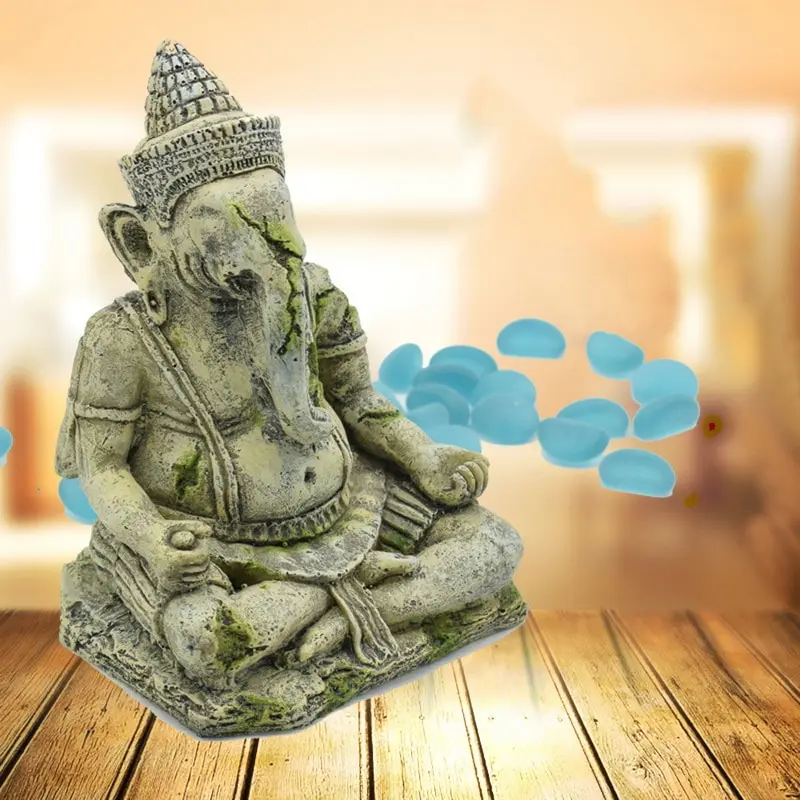 Resin Seated Elephant God Imitaion Aquarium Fish Tank Decor Landscaping Ornament Decoration Vintage A | Дом и сад