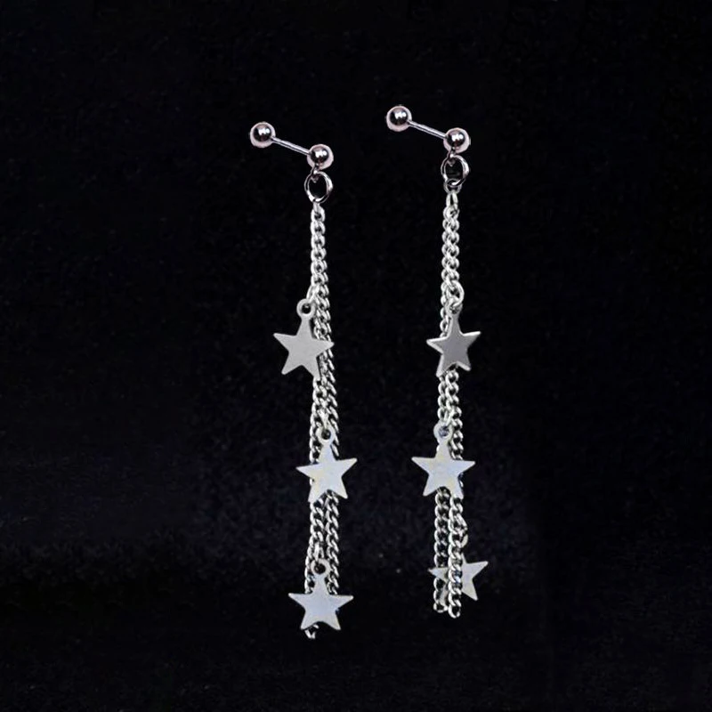 

Chain Ear Piercing Lobe Earings Star Tassels Korean Fashion Ear Ring Body Jewelry Piercing Jewelery Stud Earrings for Women Cute