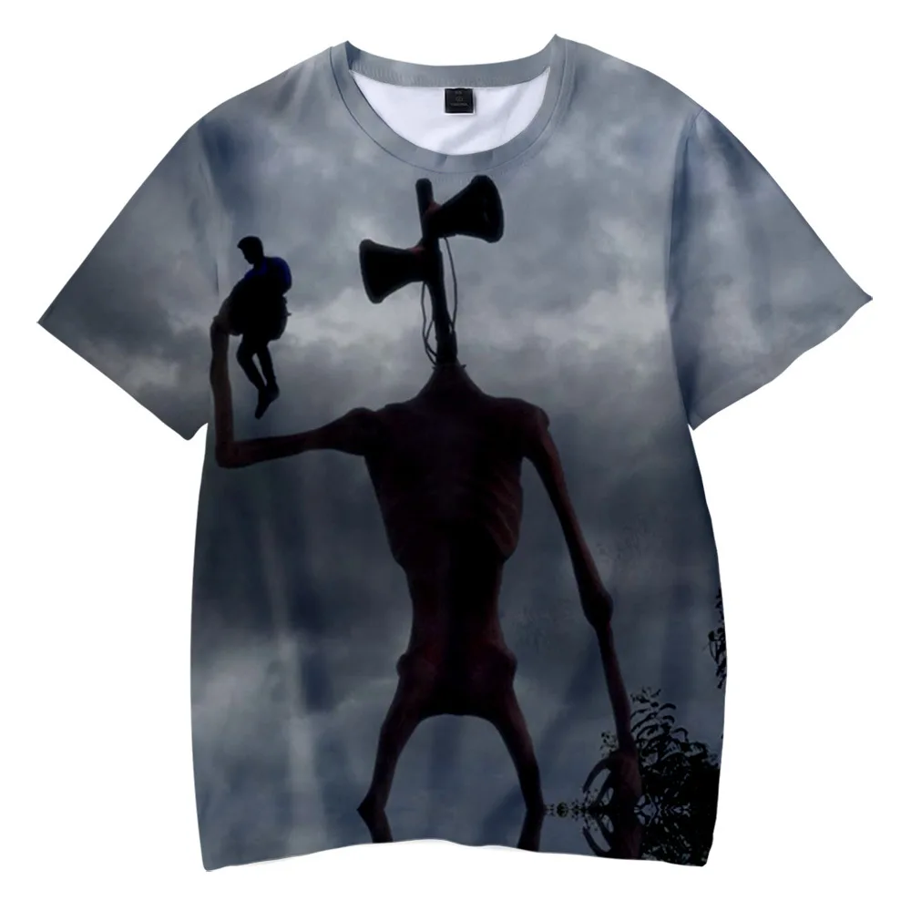 

2021 New Siren Head Men's T-shirt Summer Fashion Short-sleeved T-shirts 3D Round Neck Tops Anime Element Shirt Trendy T Shirts