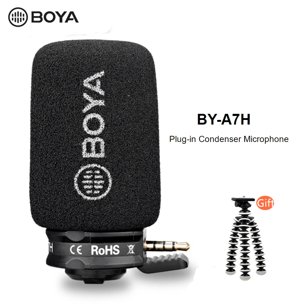 

Кардиоидный мини-микрофон BOYA BY-A7H TRRS в форме пистолета, направленный микрофон для смартфонов, всенаправленный, с полярным рисунком, Plug and Play