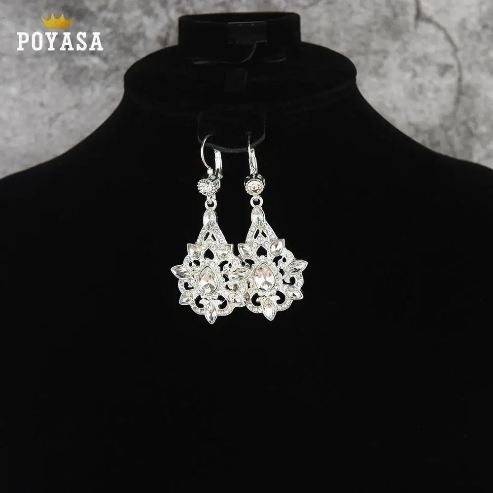 Роскошный комплект свадебных украшений ожерелье с разноцветными кристаллами