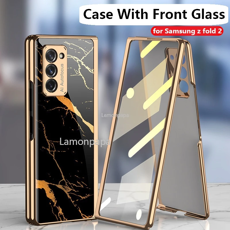 tempered glass case for samsung galaxy z fold 2 5g cover all inclusive luxury hd front glass shell for samsung z fold 2 case free global shipping