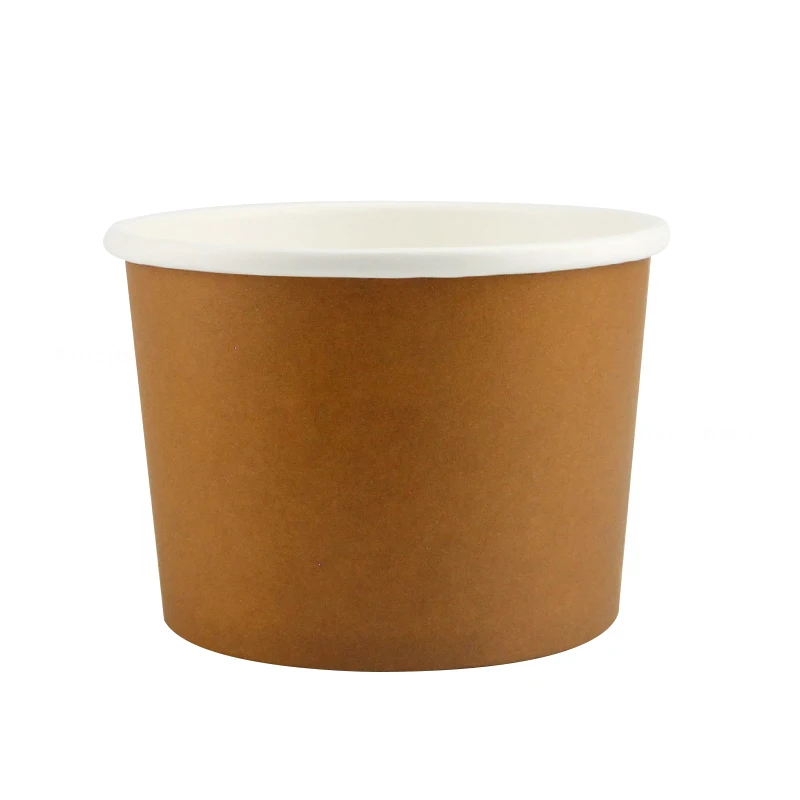 

50pcs High quality kraft paper disposable soup bowl round ice cream cup 8oz 12oz 16oz 24oz food salad lunch paper cup with lids