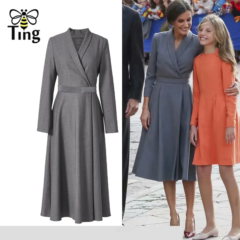 Женское винтажное платье миди Tingfly однотонное серое трапециевидной формы в стиле