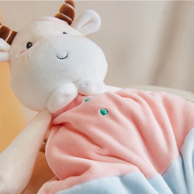 

Calf Infant Dolls Baby Rattle BB Sound Plush Toy Newborn Toddler Cartoon Appease Towel 97BC