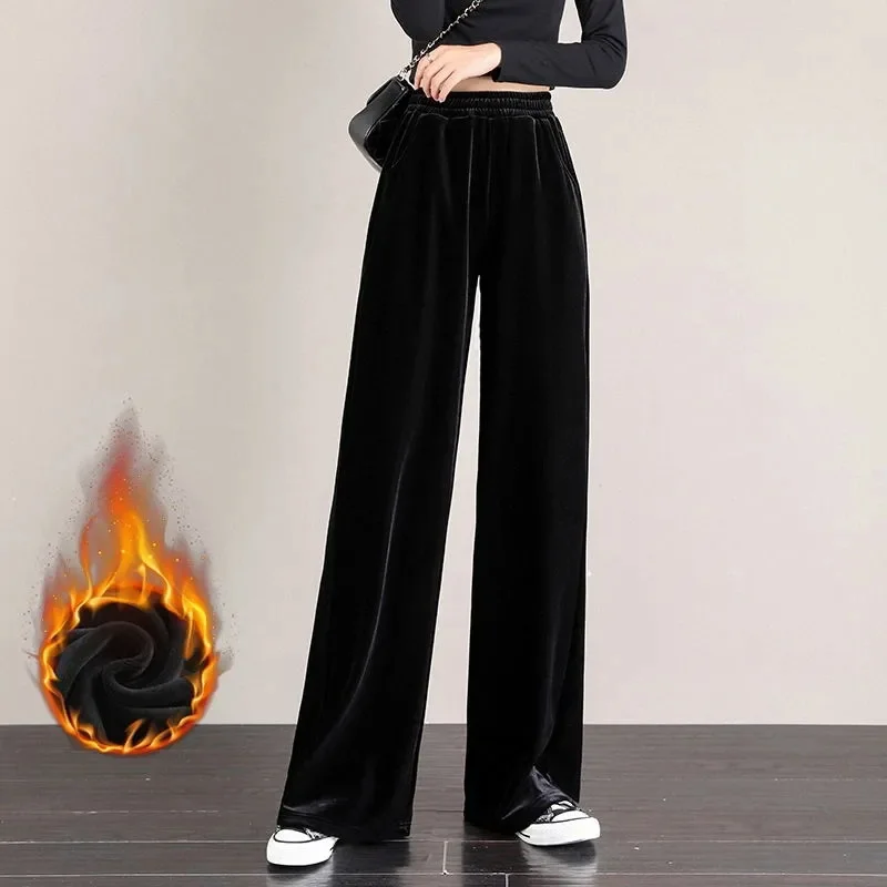 

Harajuku Women's Winter Warm Pants For Women Cashmere Thermal Sweatpants Woman New Korean Stripe Joggers Pants Women's Trousers