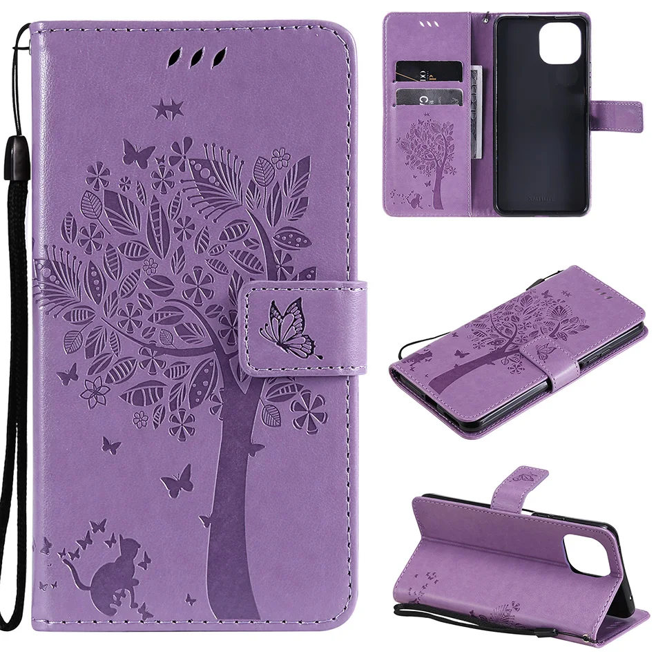Cat&Tree Flip Leather Case  For OPPO A15 A5 A3S A7 A5S A9 2020 A32 A52 A72 A92 A53 A53S A73 A93 A74 A94 4G 5G Phone Book Cover