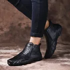 2021 размера плюс мужские кожаные ботинки с высоким берцем в британском стиле, черные короткие ботинки средней длины с бархатной хлопковой подкладкой