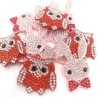 30pcslot shiny diamond rabbit owl appliques for children headwear hair clip accessories and garment patches
