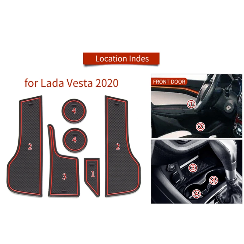 Нескользящий коврик для Lada Vesta 2020 SW CROSS CVT 6 шт./компл. аксессуары подстаканников