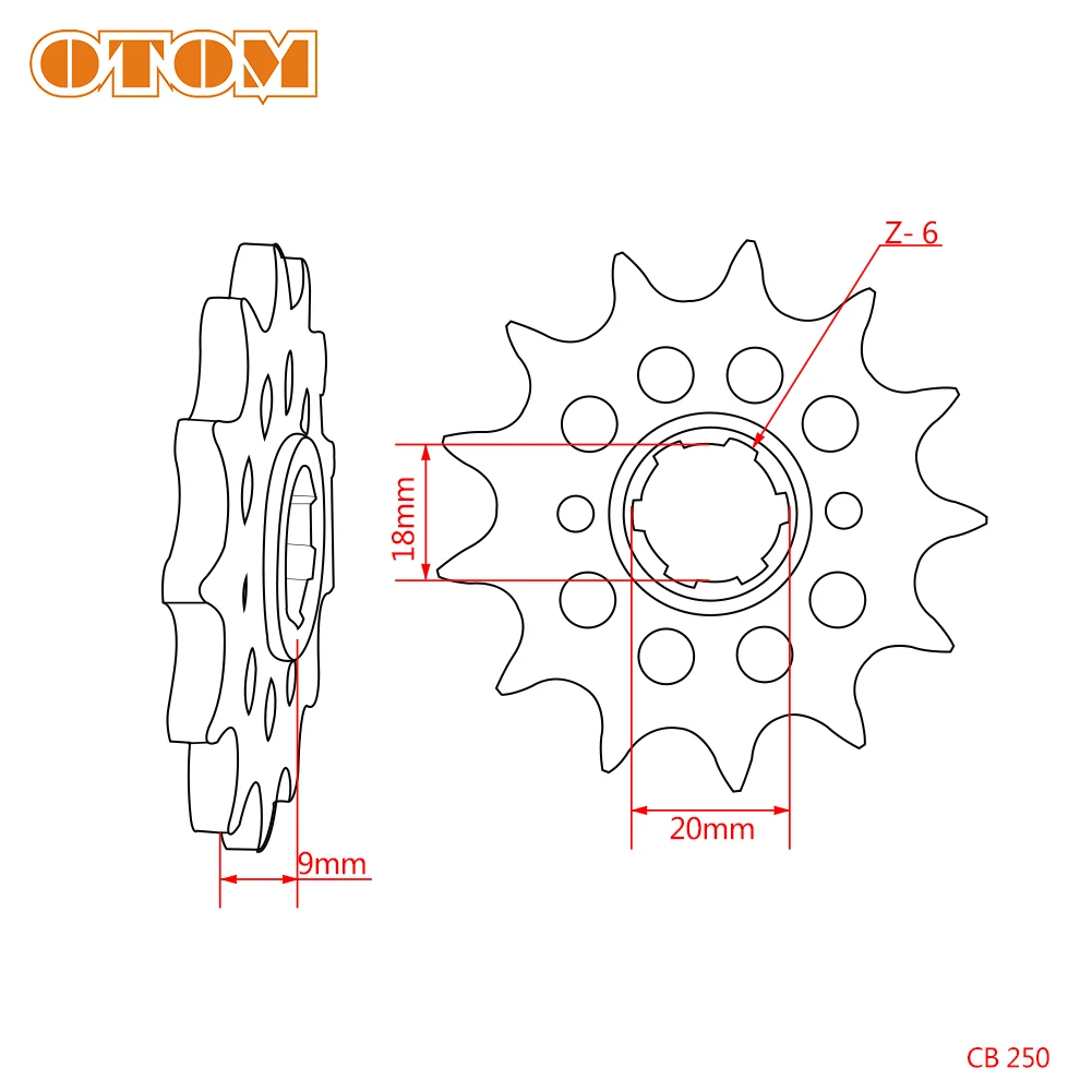 Передняя Звездочка цепи двигателя для мотоцикла OTOM 13T ZONGSHEN 250CC KAYO T6 K6 ZS250GY 3 4 детали клапанов