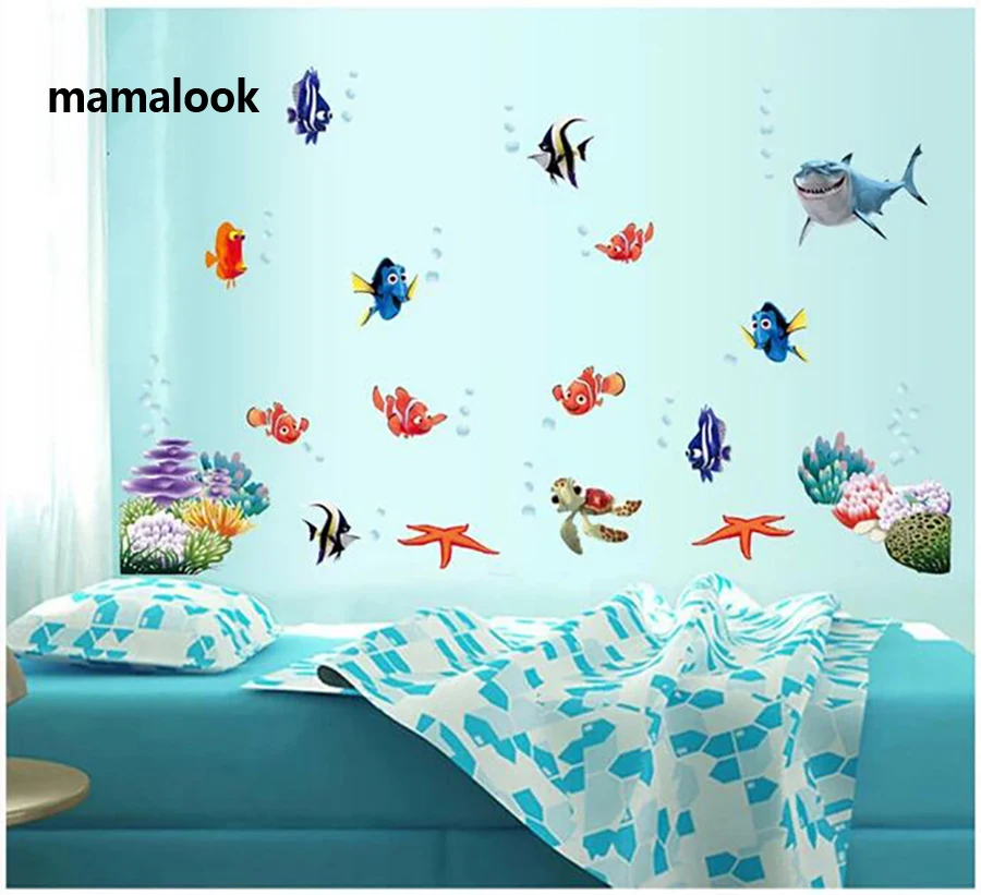 

Wonderful Sea world colorful fish animals vinyl wall art window bathroom decor decoration wall stickers for nursery kids rooms