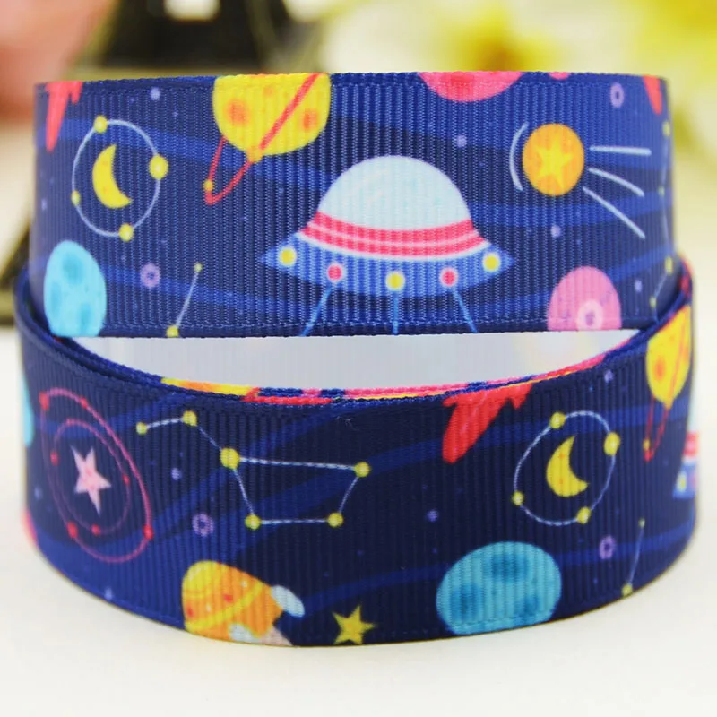 

22mm 25mm 38mm 75mm Planets Cartoon pattern printed Grosgrain Ribbon party decoration 10 Yards X-04115