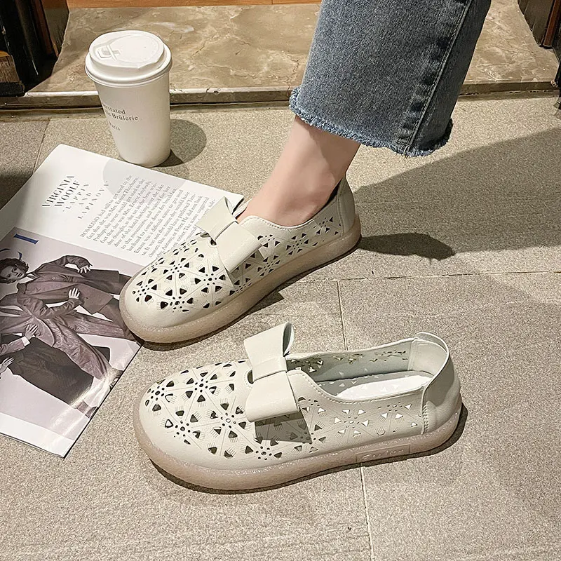 

Shoes Woman 2021 Female Footwear Shallow Mouth All-Match Casual Sneaker Soft Round Toe New Nurse Dress Breathable Summer Basic F