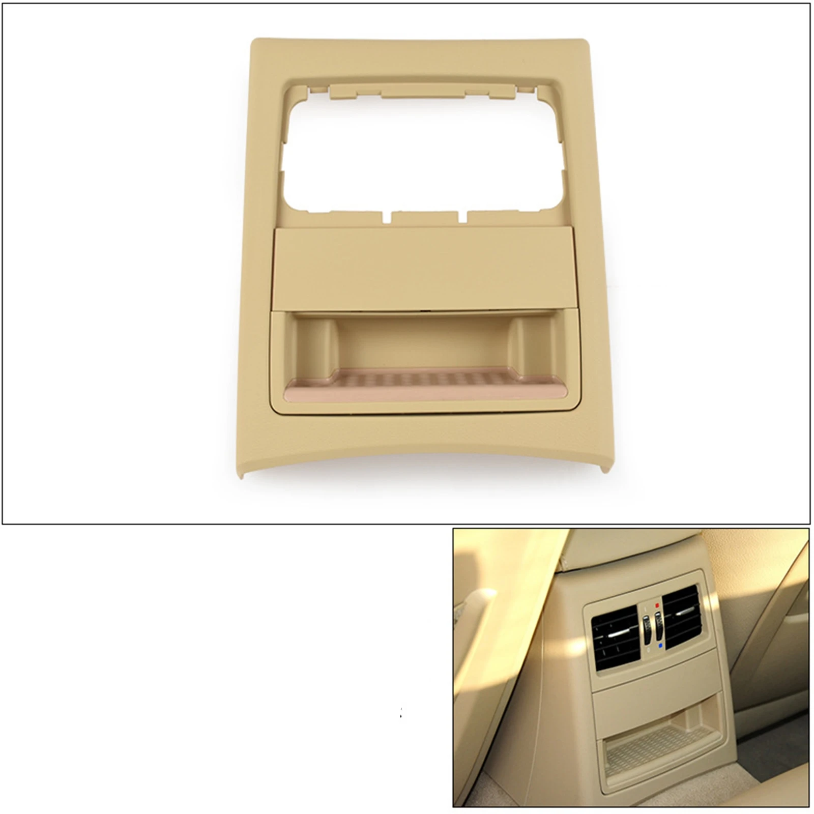 

For BMW 3-Series E90 2005-2012 Beige Armrest Rear Center Fresh Air Conditioning Outlet Vent Outer Frame Cover Trim Replacement