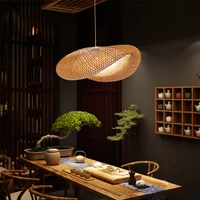modern bamboo cage restaurant home decor ceiling pendant lamps e27 holder fixture dining table lighting