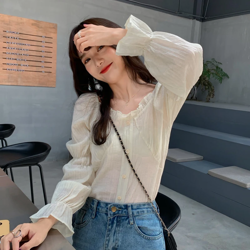 

Рубашка COIGARSAM женские Топы новые женские рубашки во французском стиле с длинным рукавом