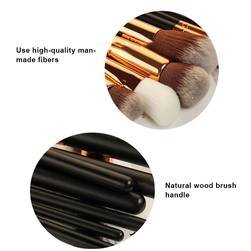 

High 15pcs Makeup Brushes Set Blending Eye Shadow Eyebrow Eyeliner Foundation Lip Brushes Makeup Tools with Storage Bag