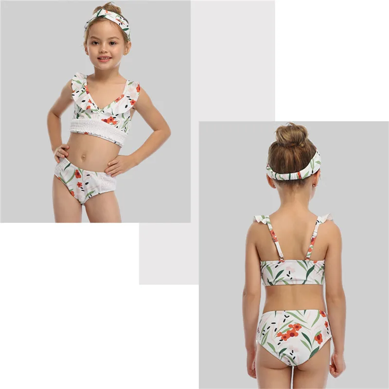 Симпатичный комплект для маленьких девочек Цветочный принт из двух частей Bikibni