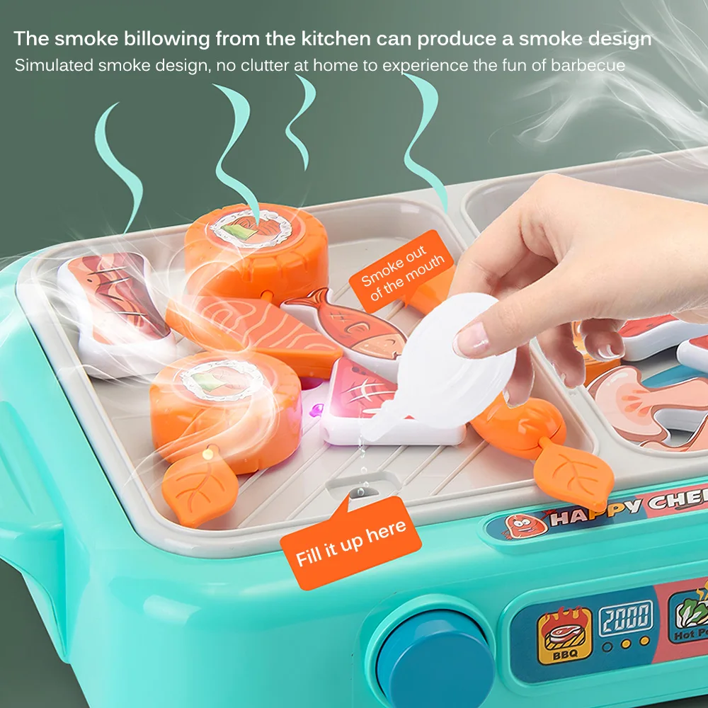 

Barbecue Fire Boiler Toy Children Food Toys Simulation Kitchen Cooking Practice Clamp Chopsticks Game Kitchen Toy Kids Gift