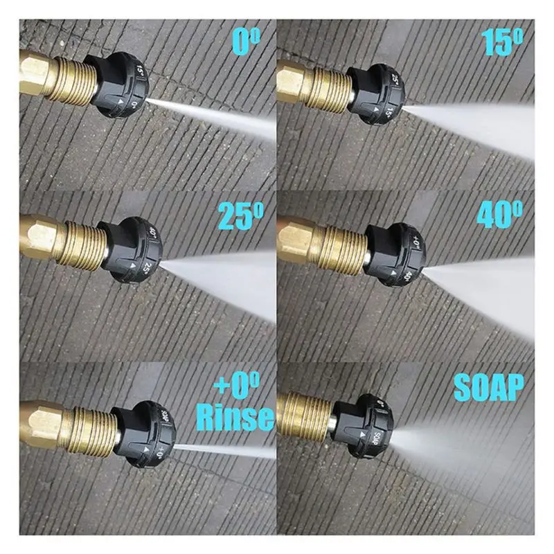

Pressure Washer Nozzle Tips 6 in 1 Changeover 1/4 Inch Quick Connect Pressure up