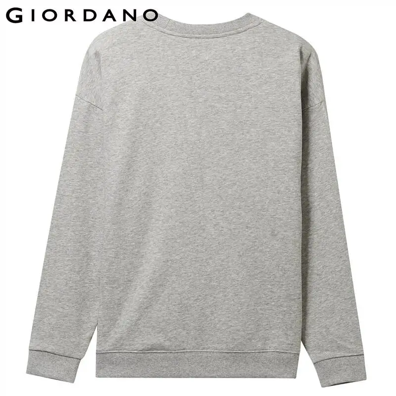 Giordano/Женская толстовка однотонного цвета с круглым вырезом, свободная, расслабляющая, Sudadera Mujer, длинный рукав, Moletom Feminino 05329798