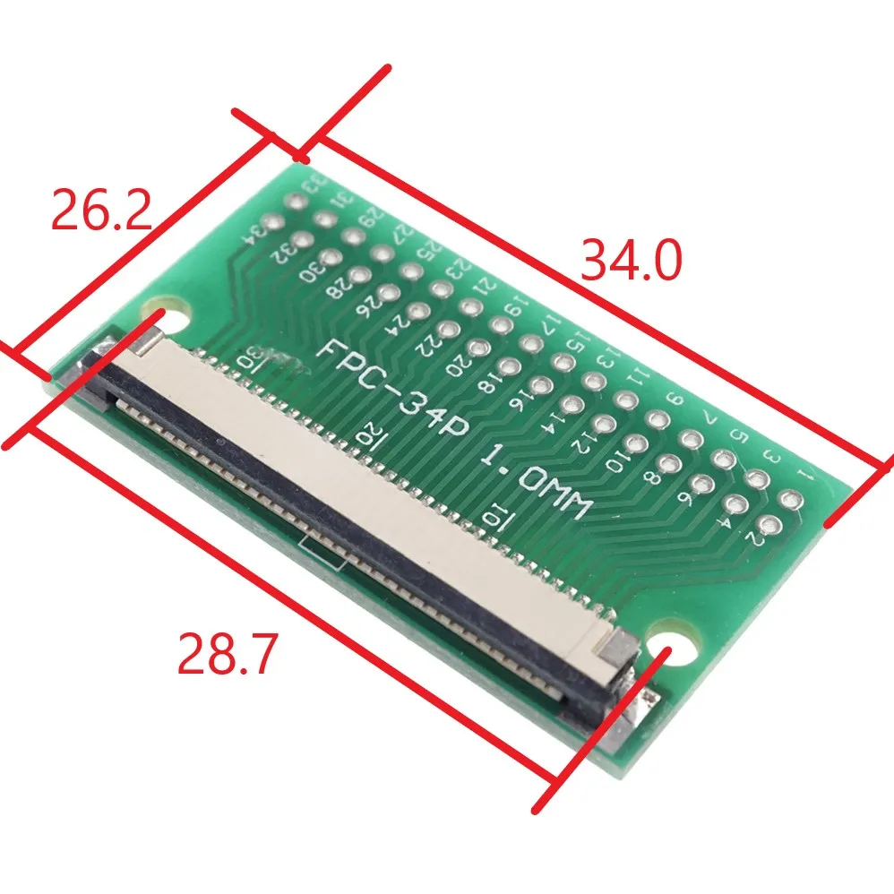 20 шт. Гибкий плоский кабель FFC/FPC разъем адаптера 34 Pin 1 0 мм до 2 54 двухрядный 2x17