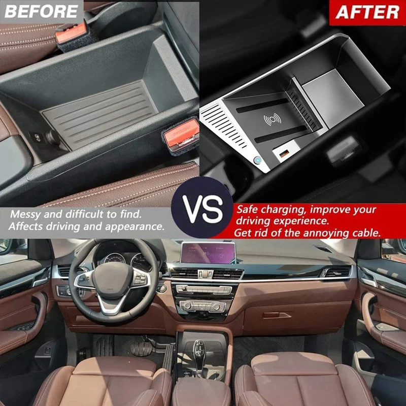 for bmw x1 f48 x2 f39 modified accessories mobile phone 15w wireless fast charger central control cigarette lighter installation free global shipping