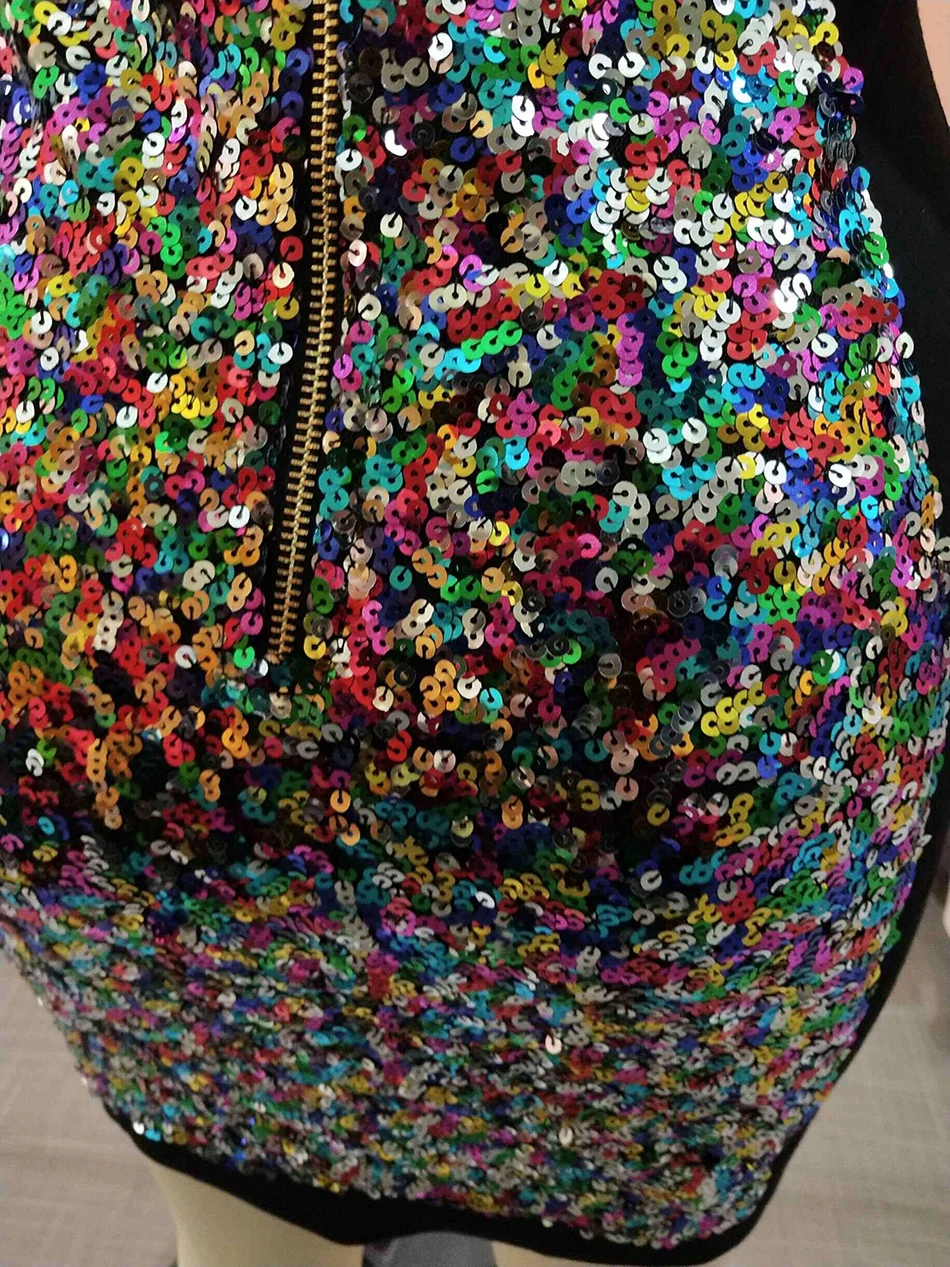 Модные Разноцветные блесток платье сексуальное женское с длинным рукавом