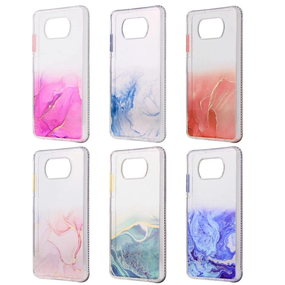 

Gradient Marble Phone Case for Xiaomi Poco X3 NFC Coque Square Transparent Cover for Mi Poco X3 Fundas Redmi 9 9A Note 9 Pro Max