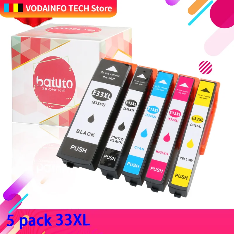 Сменный картридж QSYRAINBOW 33XL для принтера Epson T3351 T3611 XP530 XP630 XP830 XP635 XP540 XP640 XP645